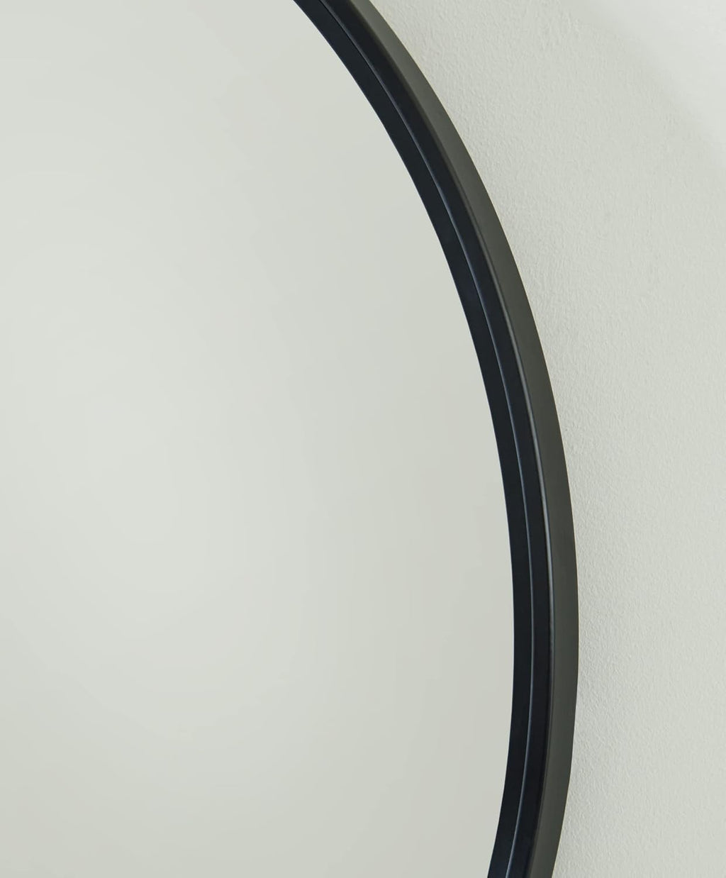 Signature Design by Ashley 31 Inch Round Black Wall Mounted Accent Mirror | Spacious 30 inch inner glass with thin metal frame, Modern decor for living rooms and dressing rooms, Brocky Series