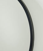 Signature Design by Ashley 31 Inch Round Black Wall Mounted Accent Mirror | Spacious 30 inch inner glass with thin metal frame, Modern decor for living rooms and dressing rooms, Brocky Series