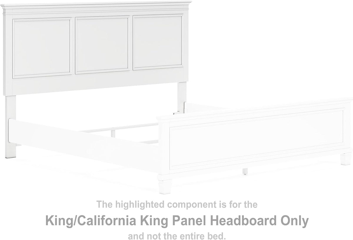 Signature Design by Ashley Headboard Only, King/California King, White | 52-inch height, Hardwood solids and durable engineered wood (MDF) substrate, Frame-mounted, Fortman Series