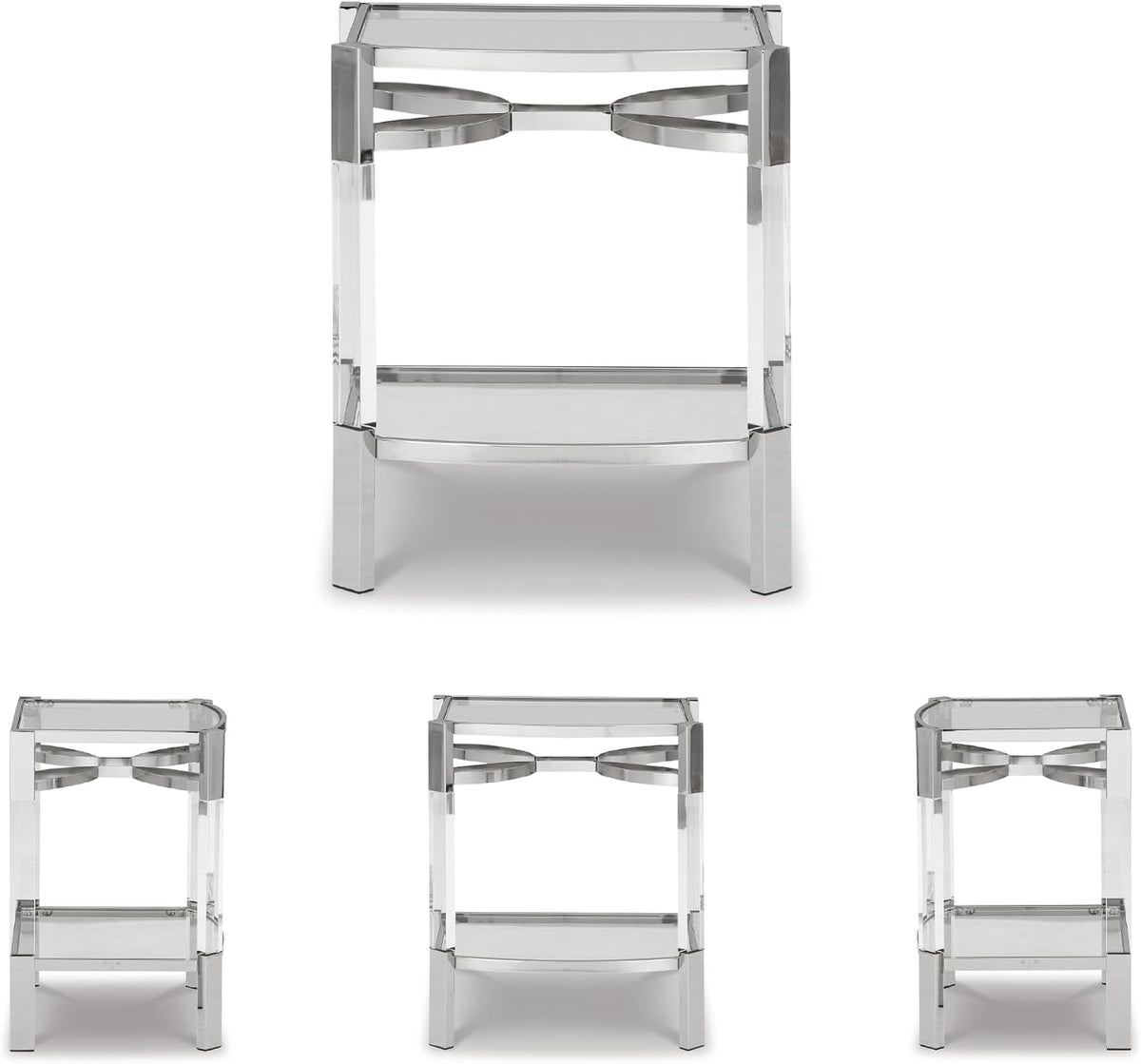 Signature Design by Ashley Chaseton Modern Glam Accent End Table, Silver Finish
