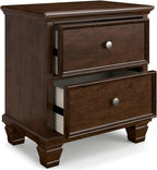 Signature Design by Ashley Danabrin Classic 2 Drawer Nightstand for Bedroom, 26.63" Tall, Dark Brown