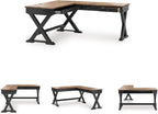 Signature Design by Ashley 2-Piece L-Shaped Corner Desk, Black/Brown | Hardwood solids, Mango wood veneer and MDF substrates, Modern farmhouse style, Dovetail drawers, Wildenauer Series