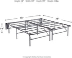 Signature Design by Ashley 2-Piece King Bed Frame Foundation, Gray | Powder-coated metal, Split king layout, 14-inch foundation, Included headboard brackets, Better than a Boxspring Series