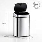 HOMCOM 58L Motion Sensor Bin Automatic Touchless for Kitchen Silver Tone