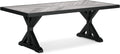 Signature Design by Ashley Beachcroft Outdoor Dining Table, Rust-Resistant Farmhouse Design with Porcelain Tabletop and Umbrella Hole, for Patio Entertaining, Black/Light Gray, 84-Inch