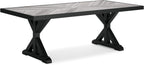 Signature Design by Ashley Beachcroft Outdoor Dining Table, Rust-Resistant Farmhouse Design with Porcelain Tabletop and Umbrella Hole, for Patio Entertaining, Black/Light Gray, 84-Inch