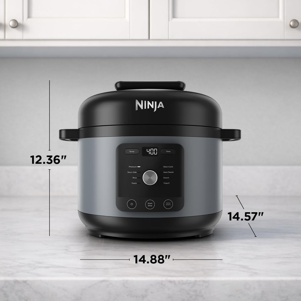 Ninja® HyperHeat™ 9-in-1 Pressure Cooker, 6.5-qt, Stone Purple, PC201SP | Cooks 2X faster, Sear, Sauté, Slow Cook, Steam & Sous Vide, 1200W, PFAS-free pot, removable SimpliServe™ pot for easy serving