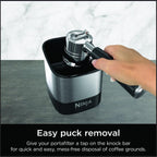 Ninja Luxe Café Knock Box, Holds 10 Double Shot Pucks, XSKKNOCKBOX | Accessories for Espresso Machine, Easy & Mess-Free Puck Disposal, Coffee & Espresso Grounds, Non-slip Base, Removable Bar