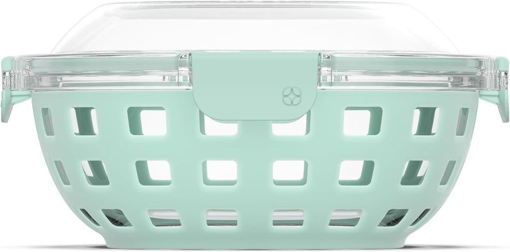 Ello DuraGlass Food Storage Glass Lunch Bowl - Meal Prep Container with Silicone Sleeve and Airtight Lid, 5 Cup, Yucca