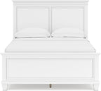 Signature Design by Ashley Bed Frame, Full Panel White Transitional | Hardwood solids and MDF substrate, White panel framing, Compatible with adjustable base, Fortman Series