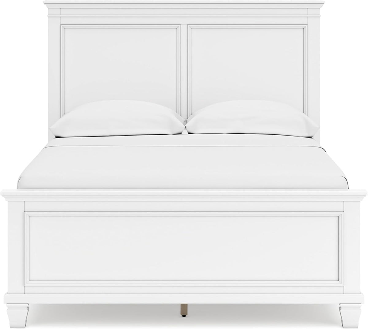 Signature Design by Ashley Bed Frame, Full Panel White Transitional | Hardwood solids and MDF substrate, White panel framing, Compatible with adjustable base, Fortman Series