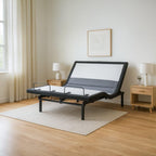 Signature Design by Ashley King Adjustable Bed Frame, Lumbar & Audio | Charcoal gray metal and polyester frame, Multi-color under-bed lighting with motion sensor, 3-year non-prorated warranty