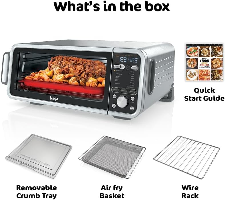 Ninja Foodi Smart Dual Heat Air Fry Oven, 13-in-1, Silver, SP351 | Smart Cook thermometer, 500F SearPlate, Air fry, sear crisp, roast, bake, dehydrate, 1800W