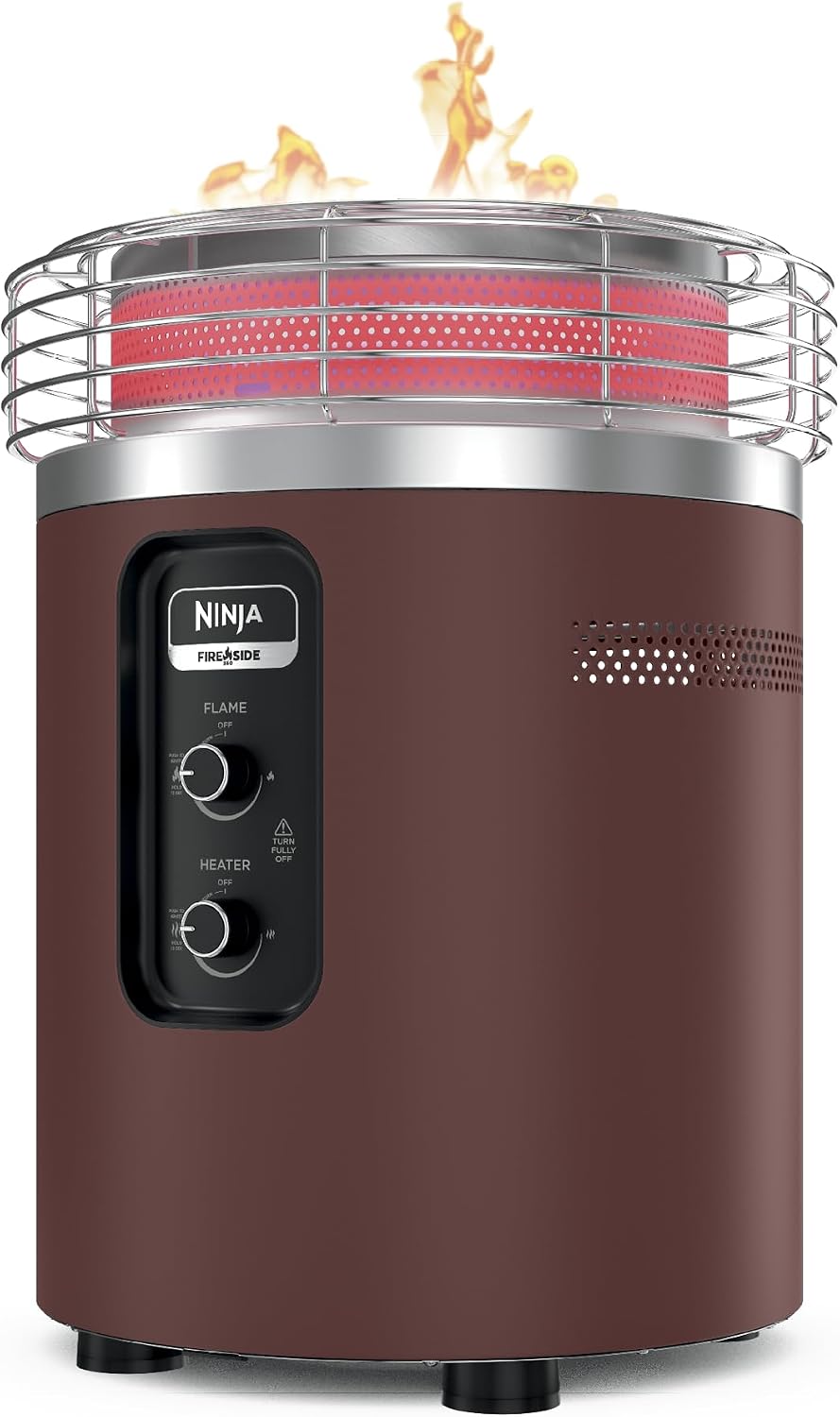 Ninja Fireside360 Fire Pit/Heater, 80,000 BTU, 3 Modes, Rust | Ninja Fireside360 offers flame, heat, or both with up to 80,000 BTUs, hassle-free dial control, and smokeless design