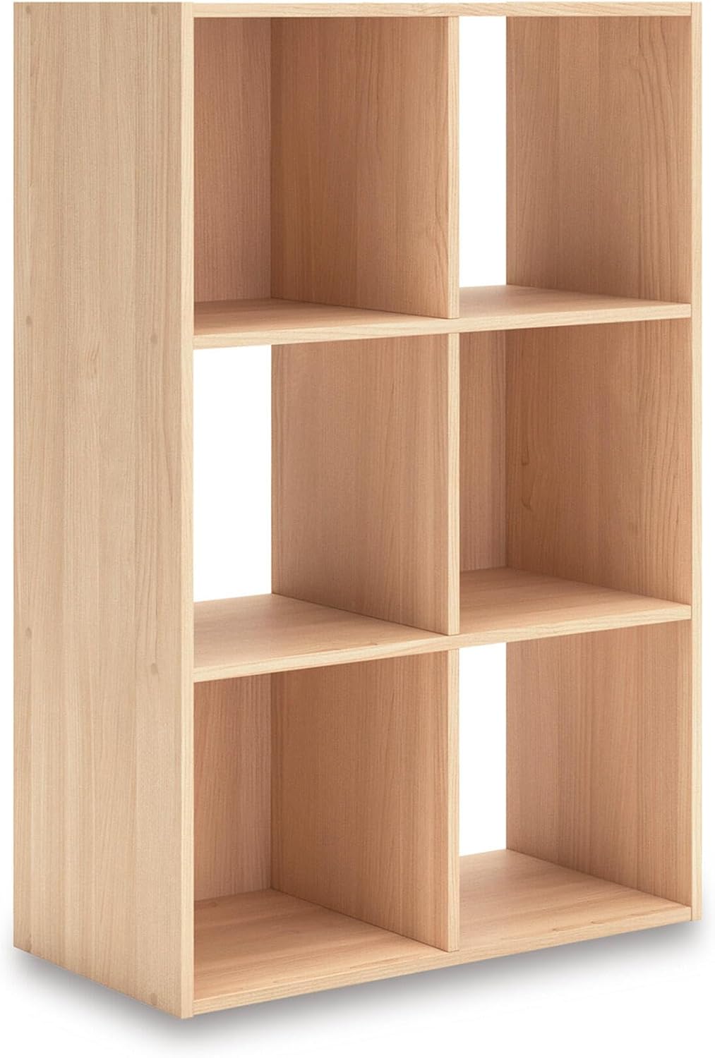 Signature Design by Ashley Piperton 6 Cube Storage Organizer, Cubby Shelf | Durable engineered wood with natural ash grain, Fits standard 10.5-inch bins, Versatile hybrid closed and open back design
