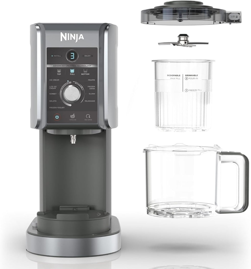 Ninja CREAMi Deluxe 10 In 1 Ice Cream and Frozen Maker, 10 Programs, Ice Cream, Light Ice Cream, Gelato, Frozen Drink, Sorbet, Frozen Yogurt, Milkshake, Slushi, Frappe, Mix-In