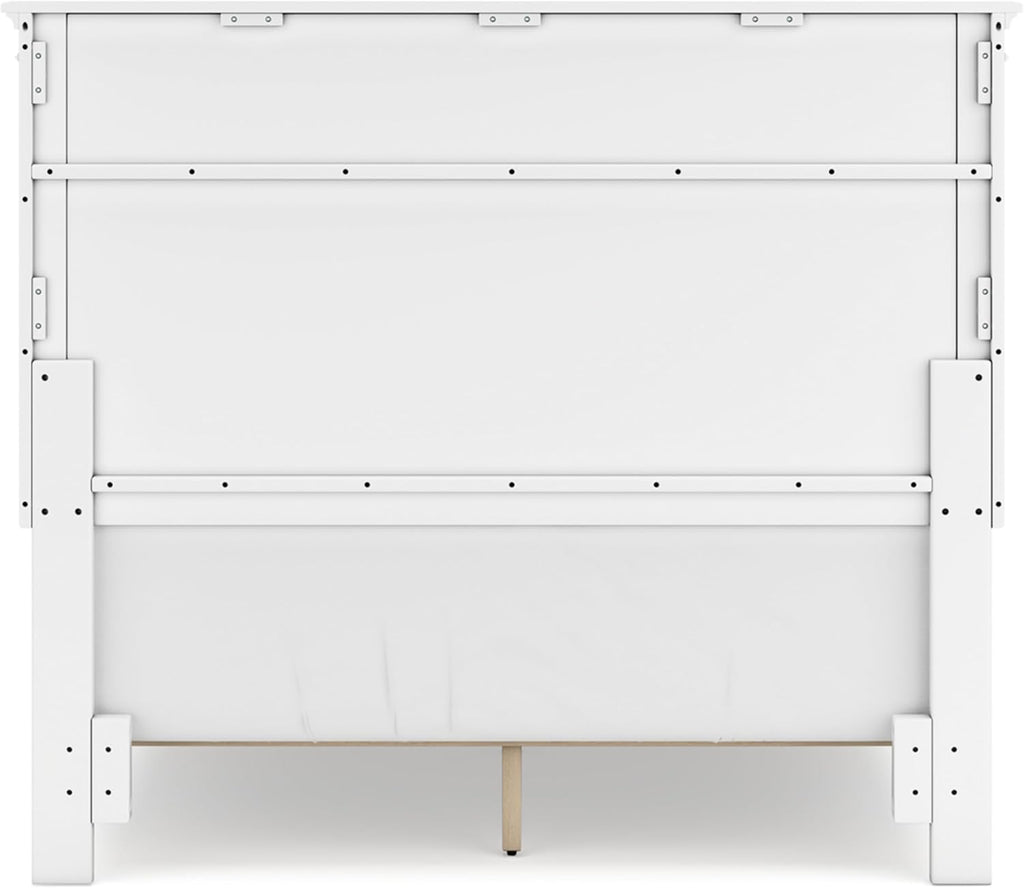Signature Design by Ashley Bed Frame, Full Panel White Transitional | Hardwood solids and MDF substrate, White panel framing, Compatible with adjustable base, Fortman Series