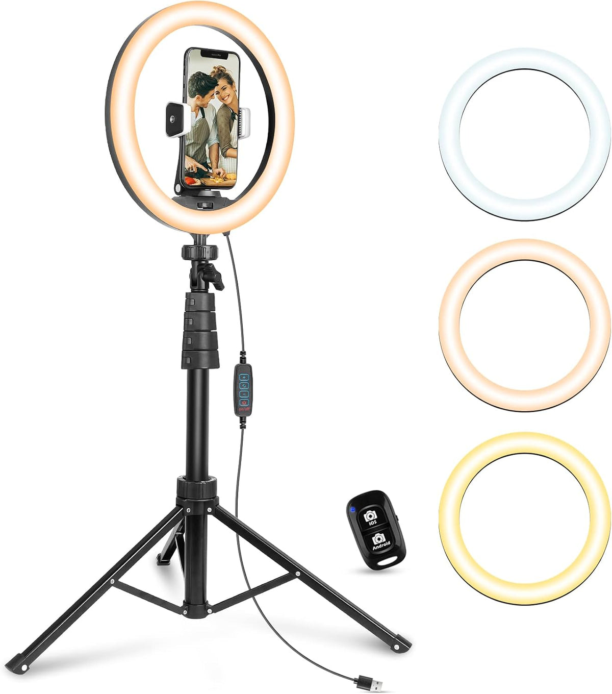 UBeesize 12'' LED RGB Ring Light with 62'' Tripod Stand, Selfie Ring Light for Video Recording, Live Streaming, TikTok & YouTube, Compatible with iPhone & Android