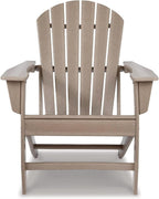 Signature Design by Ashley 1-Piece HDPE Outdoor Adirondack Chair, Driftwood | Durable weather resistant HDPE, 36-pound stationary frame, Comfortable 16.25-inch elevated seat, Sundown Treasure Series