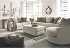 Signature Design by Ashley Soletren Oversized Swivel Accent Chair, Stone | Cozy 100% polyester chenille, Smooth 360-degree swivel base, Includes 2 geometric throw pillows