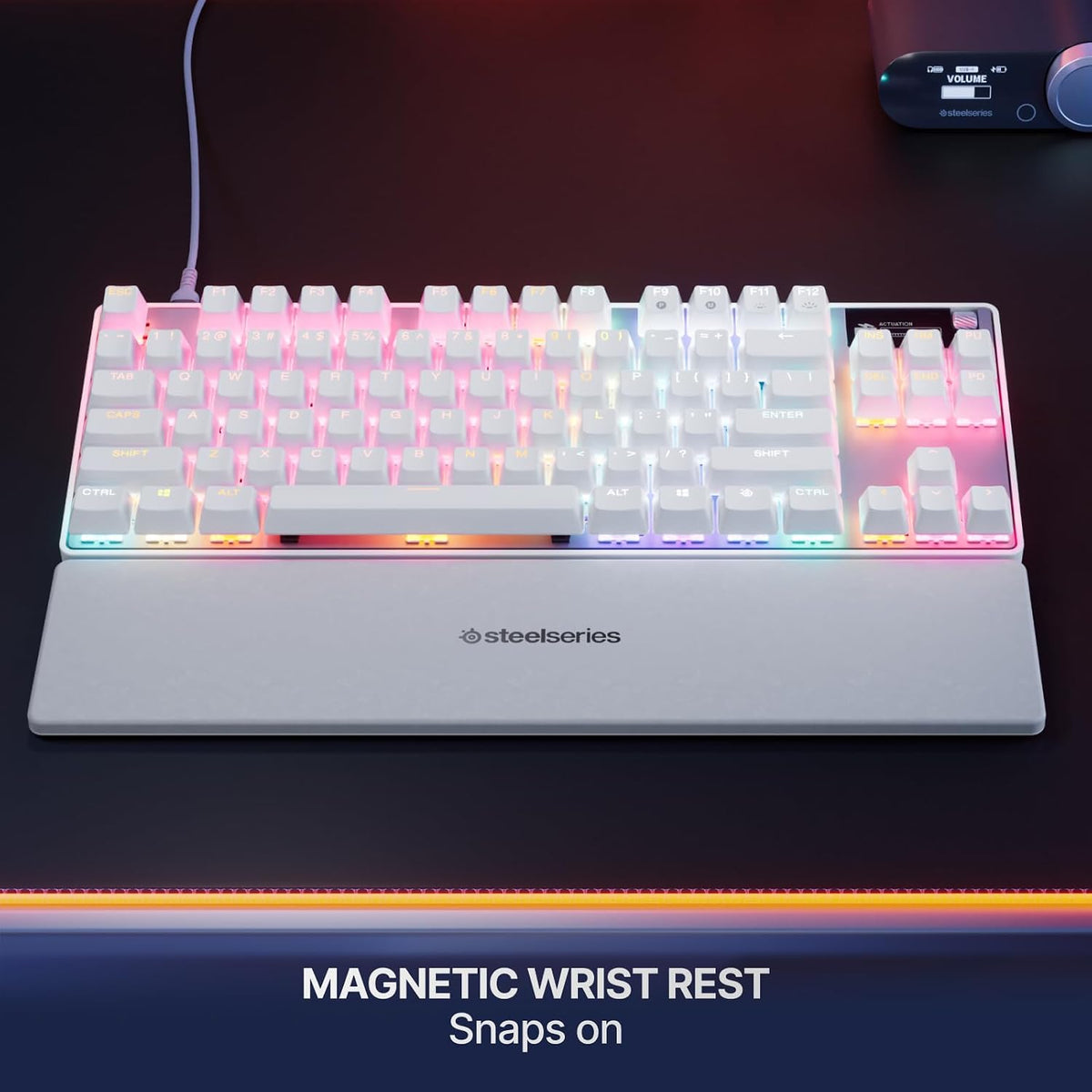 SteelSeries Apex Pro TKL Gen 3 - White Gaming Keyboard - Adjustable Hall Effect Switches; OmniPoint 3.0 - Game-Ready Presets - Rapid Trigger, Protection Mode, Rapid Tap/SOCD - English QWERTY