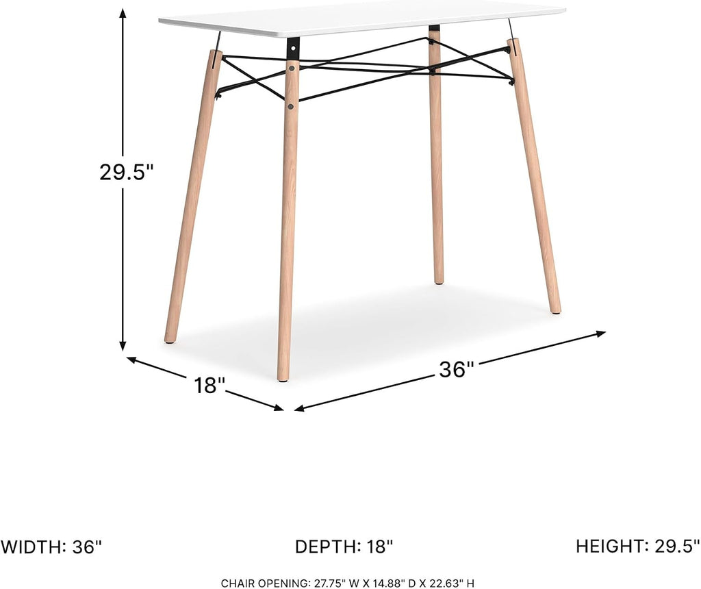 Signature Design by Ashley Jaspeni Industrial Home Office Desk, Painted White Top, Black Metal Framework, Wood, 36" W x 18" D x 29.75" H, White & Light Brown