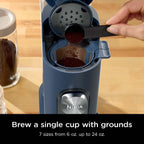 Ninja Pods & Grounds Iced Coffee Maker, K-Cup Pod Compatible, Navy, PB041NV | Single-Serve, Brews Grounds, Compact Design, 56-oz. Reservoir, 6-oz. Cup to 24-oz. Travel Mug Brew Sizes