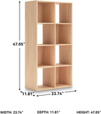 Signature Design by Ashley 8 Cube Storage Organizer Bookshelf, Light Brown | Durable engineered wood, Space-saving vertical 8-cubby floor mount, Fits standard 10.5-inch bins, Piperton Series