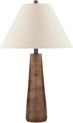 Signature Design by Ashley Danset 30" Tall Table Lamp, Honey Brown | Honey brown base crafted from wood products and other materials, Cotton empire hardback fabric shade, 3-way rotary switch