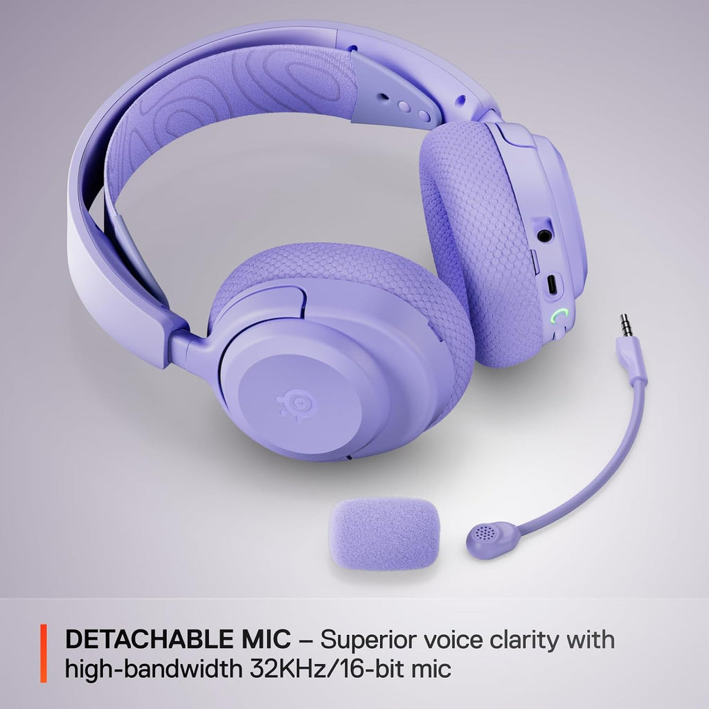SteelSeries Arctis Nova 3P Wireless - PS5 Headset - Gaming Headset - Mobile App Control - 40 HR Battery with fast charging - Compatible with PlayStation, PC, Switch - 2.4GHz/Bluetooth - Lavender