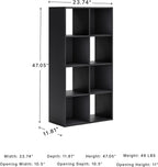 Signature Design by Ashley 8 Cube Storage Organizer, Black Bookcase | Engineered wood and decorative laminate, Dual-position vertical or horizontal setup, Fits 10.5-inch bins, Langdrew Series