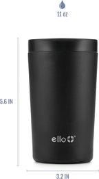 Ello Jones 11oz Insulated Stainless Steel Leakproof Travel Mug, Black