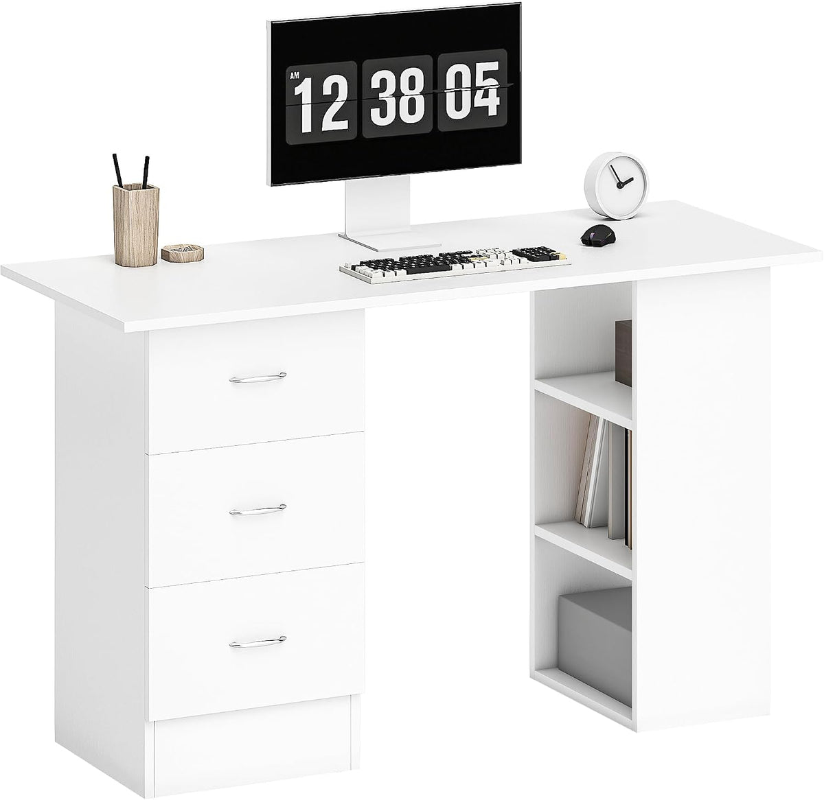 HOMCOM Computer Desk w/Drawers 120 x 49 x 72 cm White