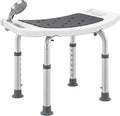HOMCOM Shower Chair Height-Adjustable Bath Stool for Elderly Grey