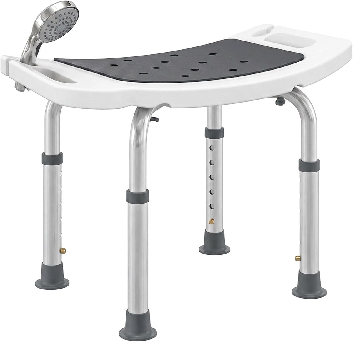 HOMCOM Shower Chair Height-Adjustable Bath Stool for Elderly Grey