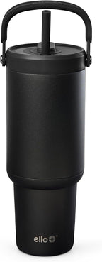 Ello Oasis Go+ 32oz Insulated Stainless Steel Tumbler with Straw, Black