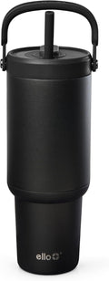 Ello Oasis Go+ 32oz Insulated Stainless Steel Tumbler with Straw, Black