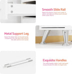 Nail Desk Tech Storage,Professional Manicure Desk Top Pull-Out with Glass Top, Dust Collector, 4 Dust Bags, Storage Drawers & Cabinets,8 Metal Legs Manicure Table