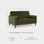 Signature Design by Ashley Loveseat, Olive Green Velvet, Reveon Lakes | Small loveseat for condo spaces, Olive green velvet upholstery, Anti-sag platform foundation, No assembly required