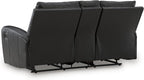 Signature Design by Ashley Leather Reclining Loveseat with Console, Black | Combination of leather and faux leather, Dual manual pull-tabs, Integrated center storage, Glassmere Series