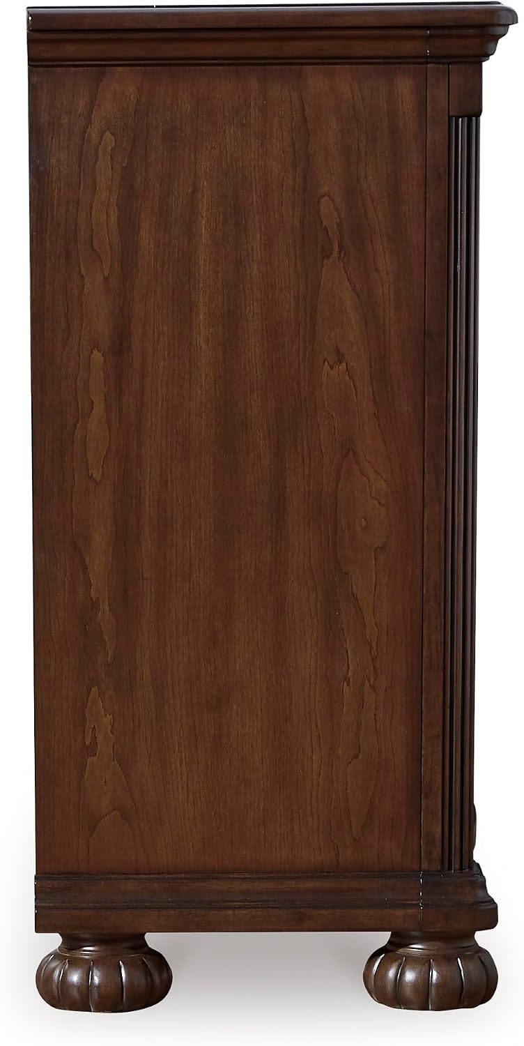 Signature Design by Ashley 7-Drawer Wood Bedroom Dresser, Wide Chest, Brown | Felt-lined top drawers for delicate protection, Sturdy 205 lb frame for master bedroom storage, Lavinton Series