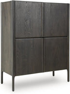 Signature Design by Ashley Fully Assembled Accent Cabinet, Espresso | Modern accent cabinet, Solid oak and engineered wood, 4 doors, 6 fixed interior shelves, Orsonal Series