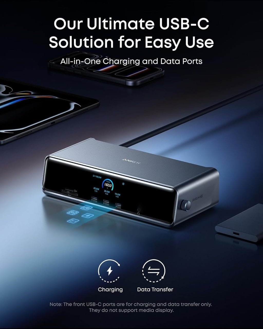 Anker Prime Docking Station (DL7400), 14-in-1 Triple Display, DisplayLink