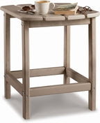 Signature Design by Ashley 1-Piece Outdoor Side Table, Driftwood | Durable weather resistant HDPE, Self-draining slatted top, Compact 15x19-inch footprint, Sundown Treasure Series