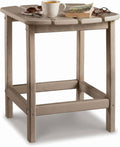 Signature Design by Ashley 1-Piece Outdoor Side Table, Driftwood | Durable weather resistant HDPE, Self-draining slatted top, Compact 15x19-inch footprint, Sundown Treasure Series