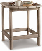 Signature Design by Ashley 1-Piece Outdoor Side Table, Driftwood | Durable weather resistant HDPE, Self-draining slatted top, Compact 15x19-inch footprint, Sundown Treasure Series
