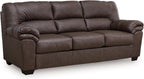 Signature Design by Ashley Faux Leather Living Room Sofa, Umber | 87"W contemporary 3-seater, Anti-sag platform foundation, Easy-clean upholstery fits 32" doorways, WalkerPoint Series