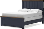 Signature Design by Ashley Kids Full Wood Panel Bed Frame, Blue & Brown | Traditional Shaker style silhouette, Two-tone slate blue and light brown finish, Box spring required, Landocken Series