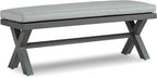 Signature Design by Ashley Elite Park Outdoor Bench with Foam Cushion, Nuvella Weather Resistant Fabric, Rust Free Aluminum Frame, 54" W x 17" D x 16.5" H, Gray