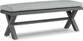 Signature Design by Ashley Elite Park Outdoor Bench with Foam Cushion, Nuvella Weather Resistant Fabric, Rust Free Aluminum Frame, 54" W x 17" D x 16.5" H, Gray